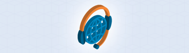 Headset auf Globus-Icon