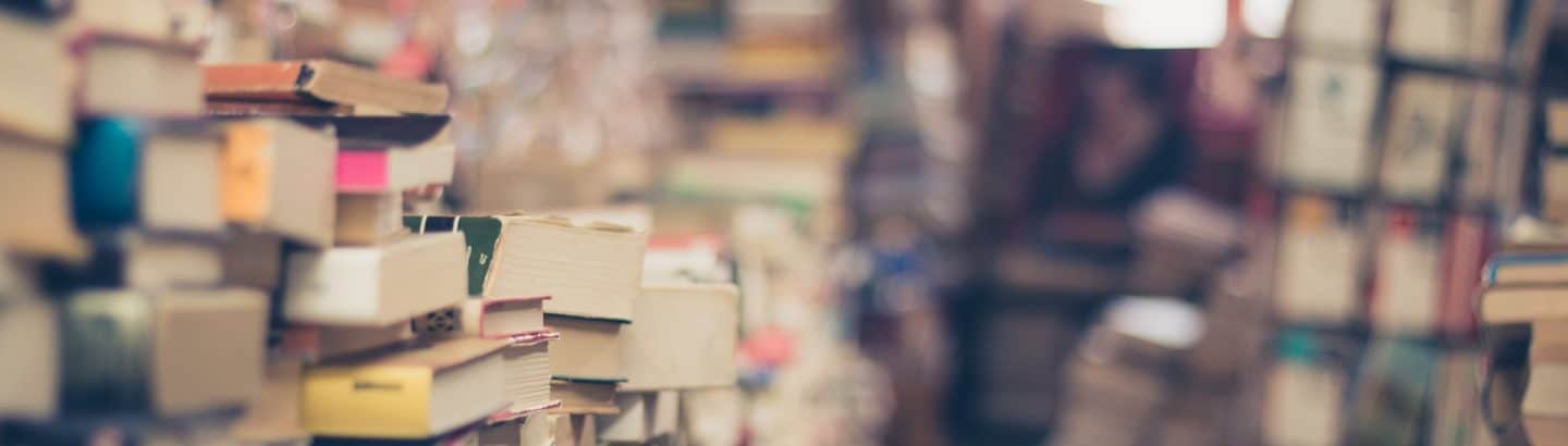 Literatur und Schriftstücke in einem Raum gelagert, die auf eine literarische Übersetzung warten